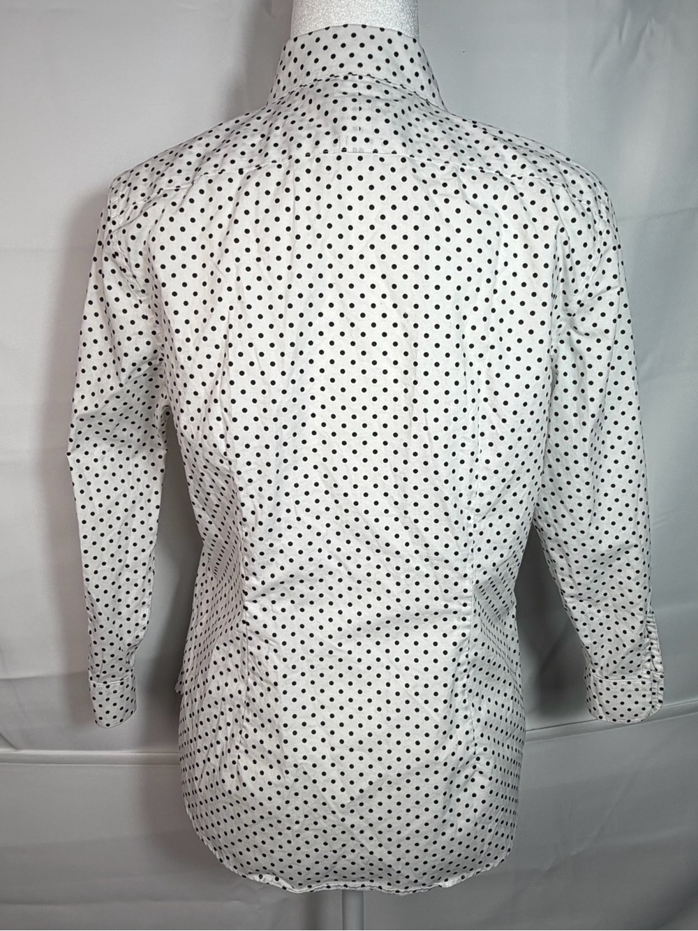 Lauren Ralph Lauren Polka Dot Button Down White Black Parisian Chic Medium - Picture 4 of 11